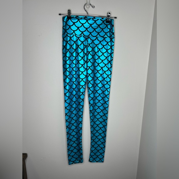 NEW! Zimu mermaid leggings. Metallic blue/black fitted leggings. Size small. - Picture 4 of 7